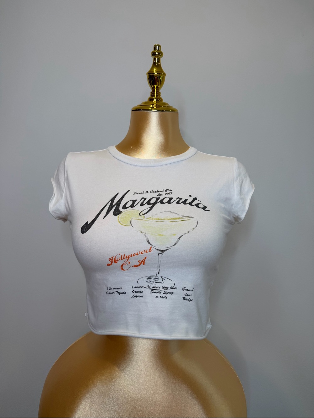 Fashion Nova Margarita Graphic Baby Tee White Size Small